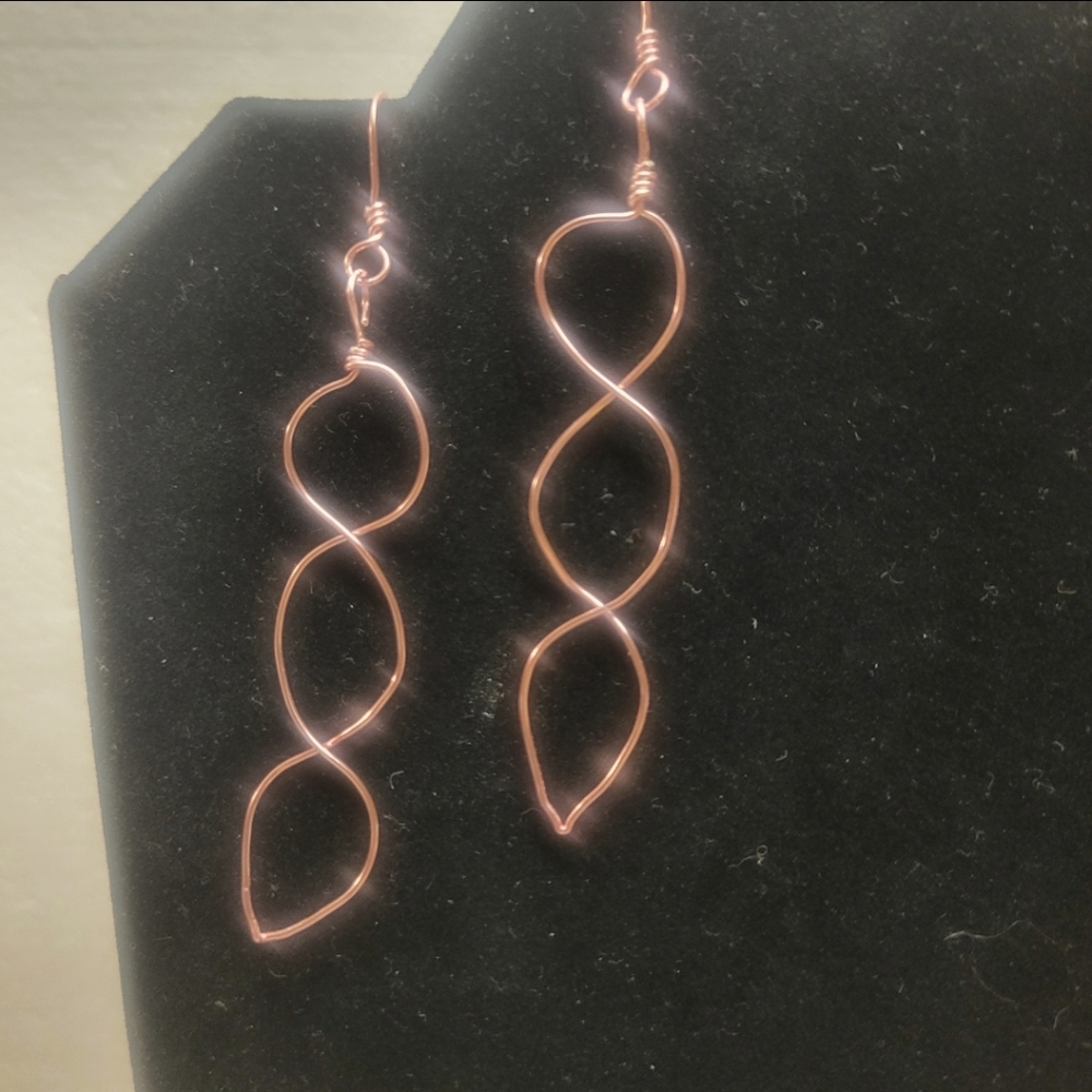 Rose Gold Wire Triple Hoop Dangle Earrings